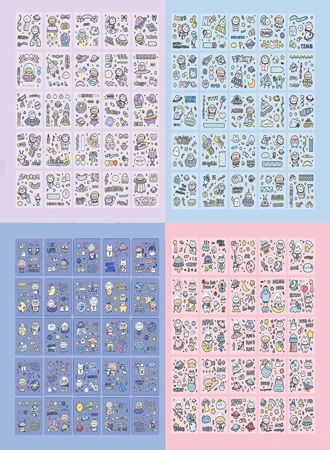 STOFFIER GARTEN 100 Piece Space Cartoon Stickers Set, Cute Cartoon Planets Sticker Set for Scrapbook Laptop Dairy, Cartoon Animals Stickers for Kids Boys - Image 3